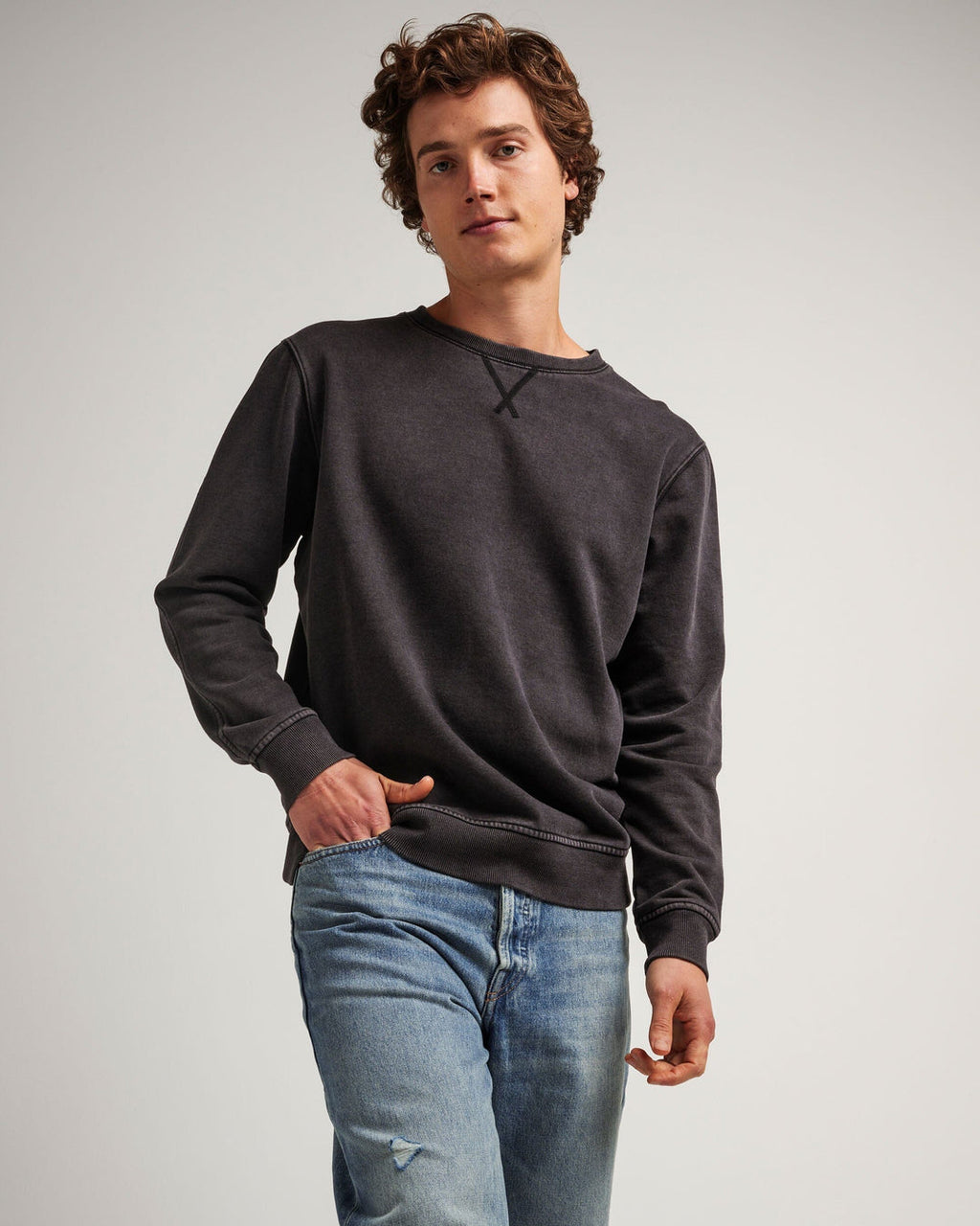Recycled Fleece Sweatshirt- Mineral Black