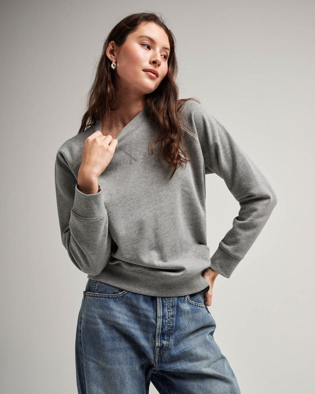 Women's Recycled Fleece Sweatshirt- Heather Grey