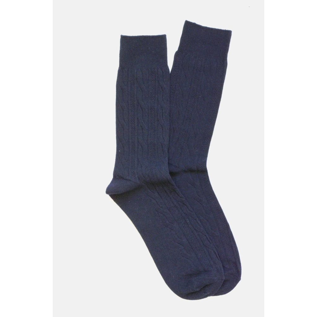 Cable Knit Socks- Navy