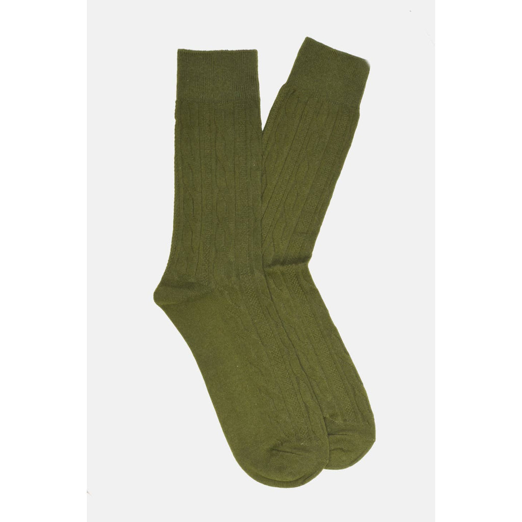 Cable Knit Socks- Olive