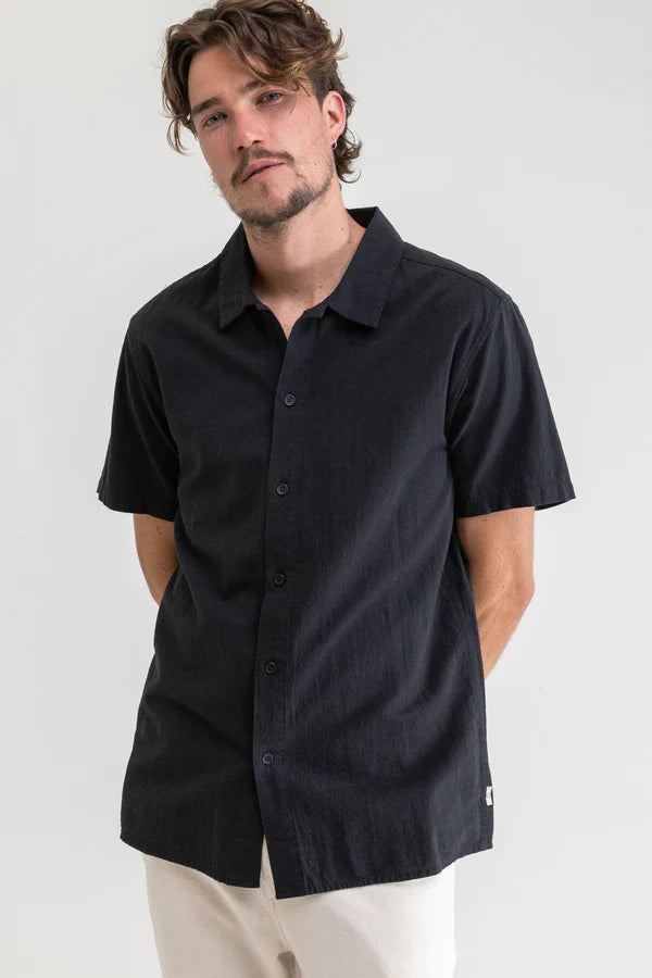 Classic Linen Short Sleeve Shirt- Black