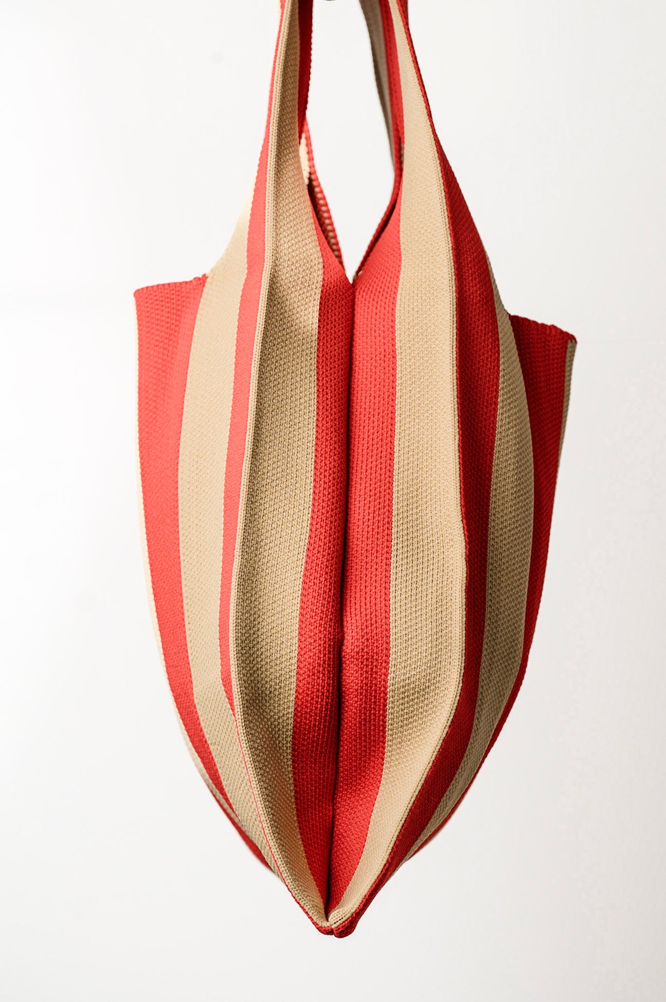 Knitty Tote-Red & Tan Stripe
