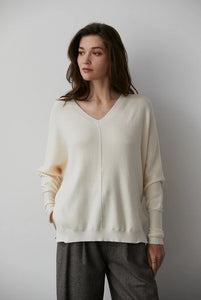 Monica V-Neck Sweater- Cream