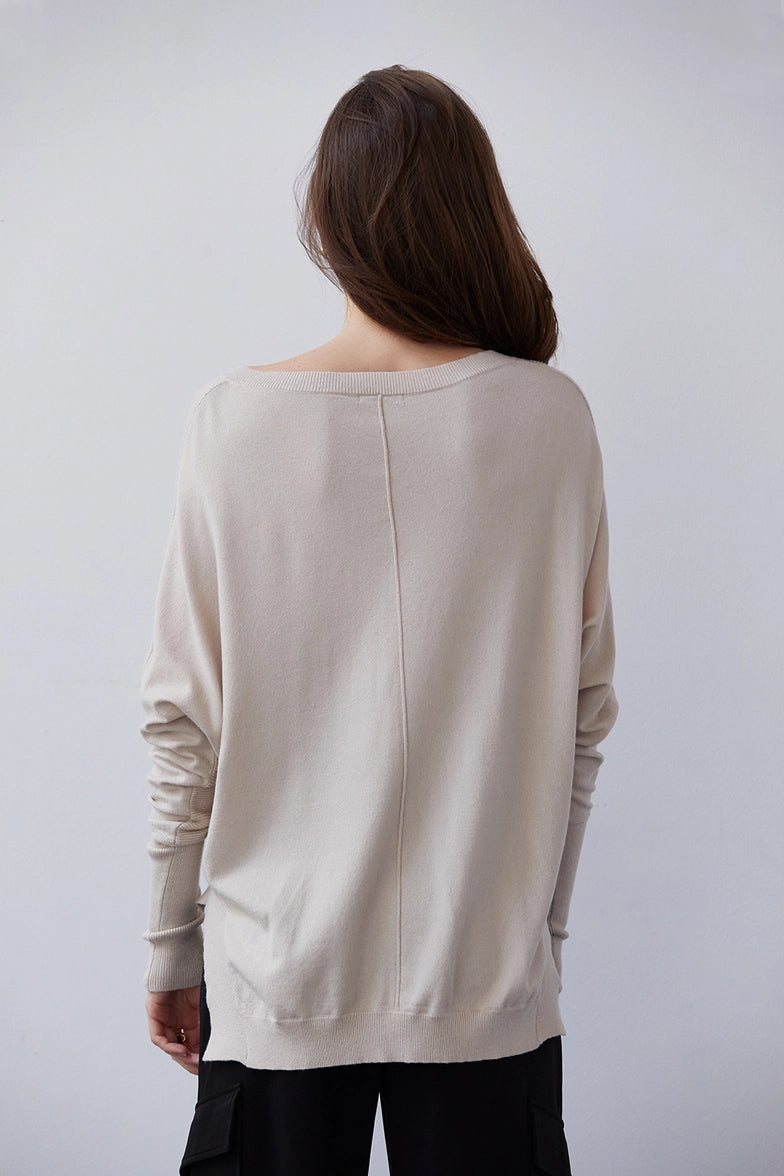 Monica V-Neck Sweater- Taupe