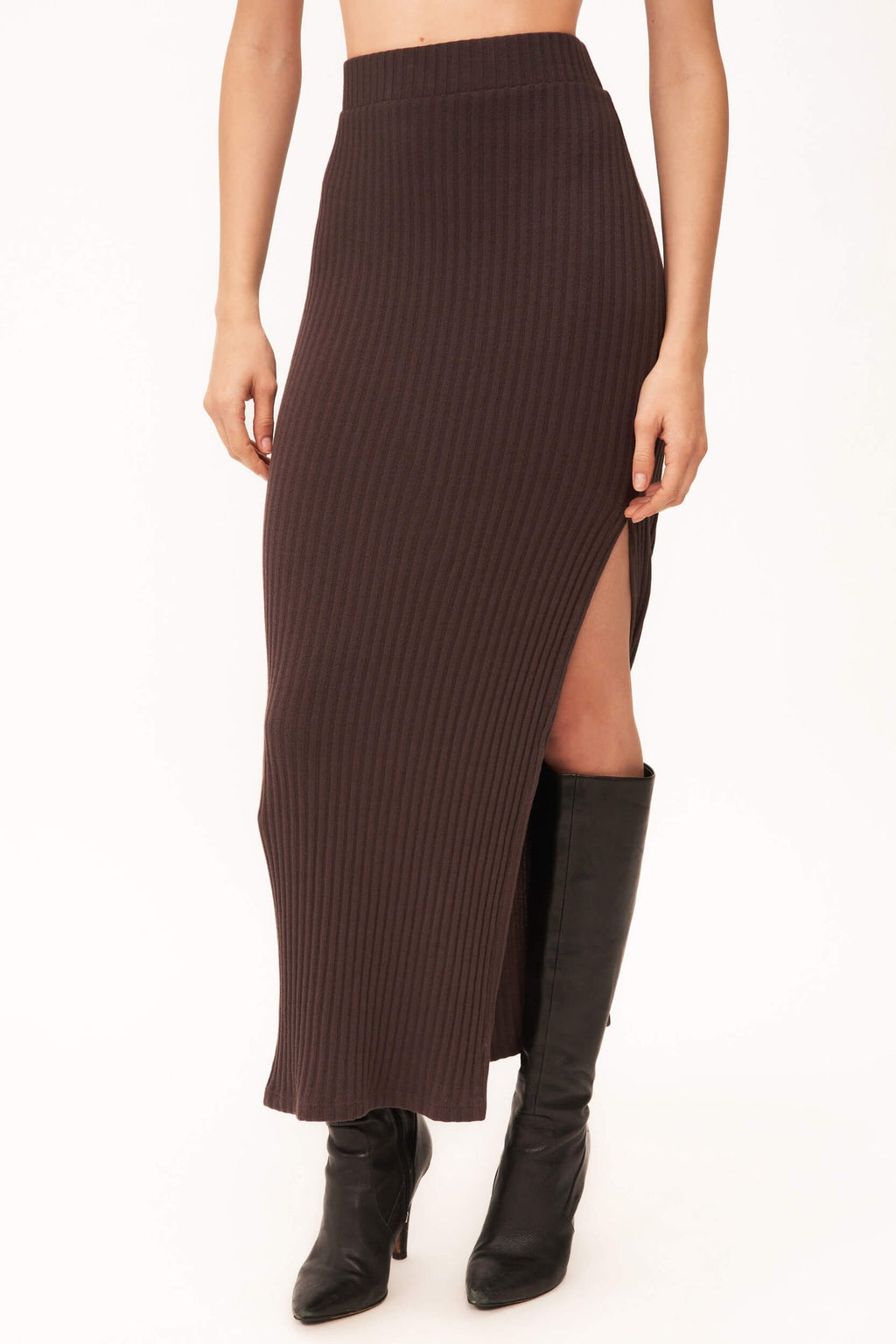 Claudia Ash Sweater Rib Skirt