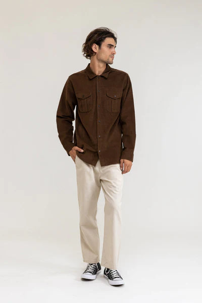 Corduroy Long Sleeve Shirt- Chocolate