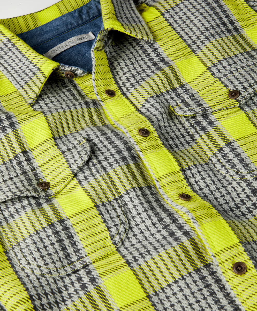 Blanket Shirt- Lime Graph Plaid