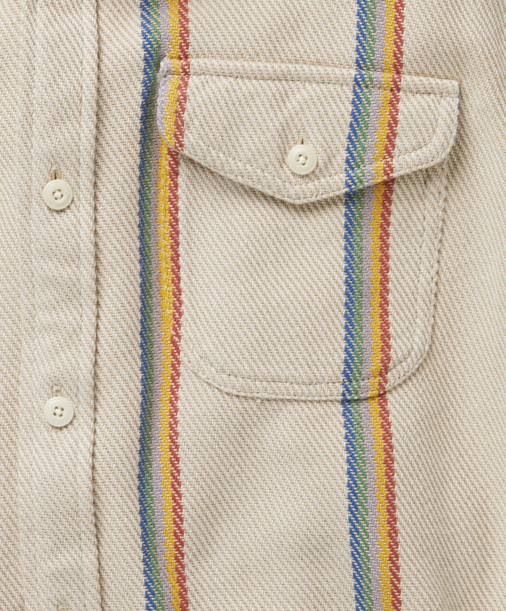 Blanket Shirt- Wheat Rainbow Stripe