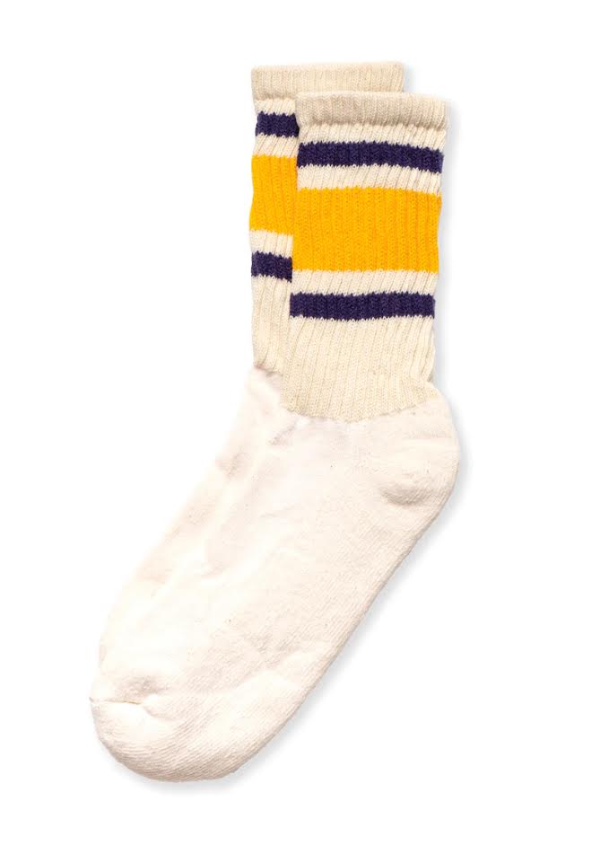 Retro Stripe Socks- Gold/Purple