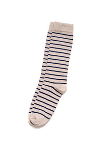 Breton Stripe Socks- Linen/Navy