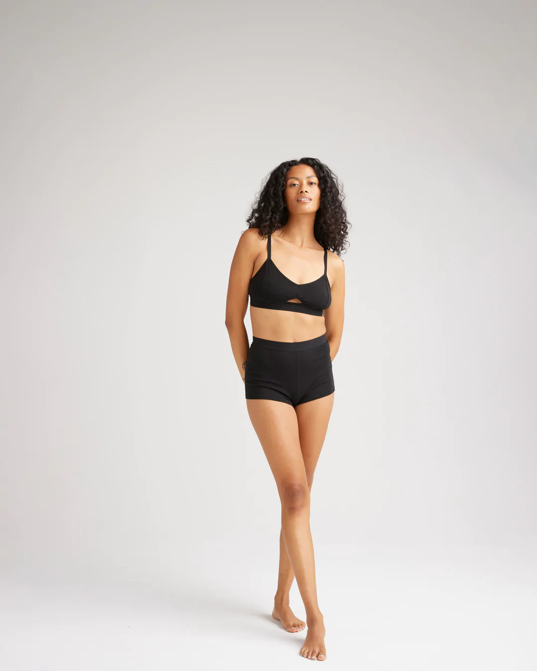 High Waisted Boxer Brief- Black