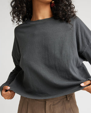 Relaxed Crop Longsleeve Tee- Limo