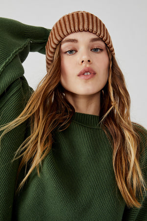 Stormi Washed Cable Beanie- Whiskey