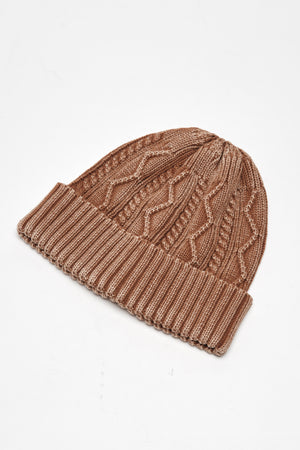 Stormi Washed Cable Beanie- Whiskey