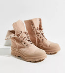 Camp Out Canvas Lace Up Boot- Natural