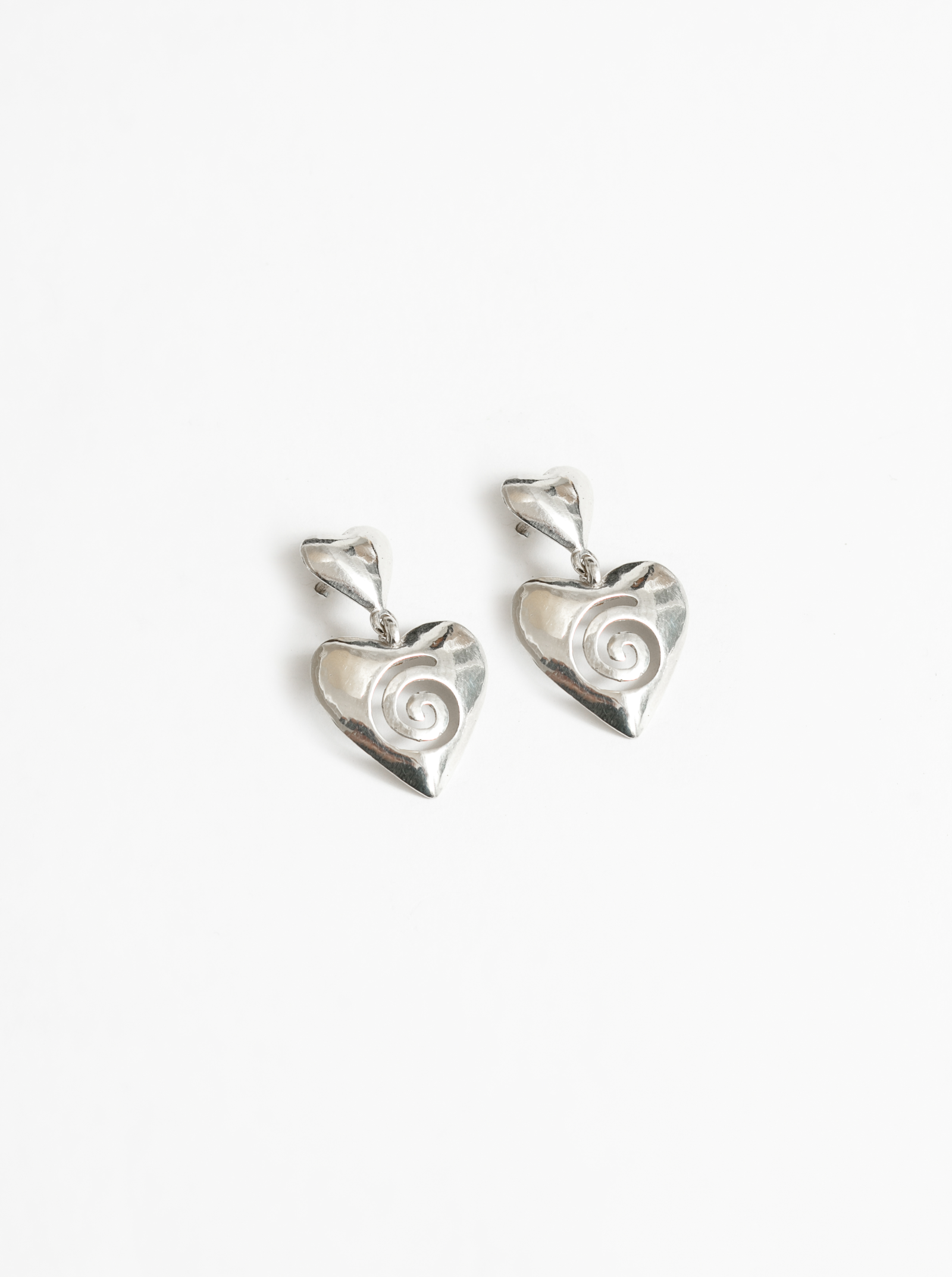 Heart Swirl Charm Earrings-Sterling Silver