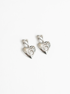 Heart Swirl Charm Earrings-Sterling Silver