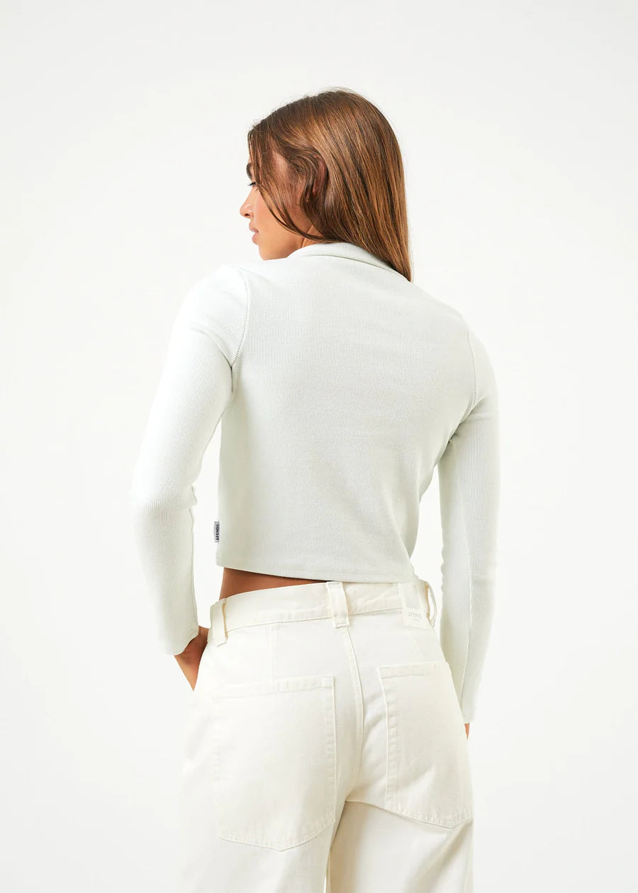 Eliza Hemp Rib Longsleeve Shirt- White