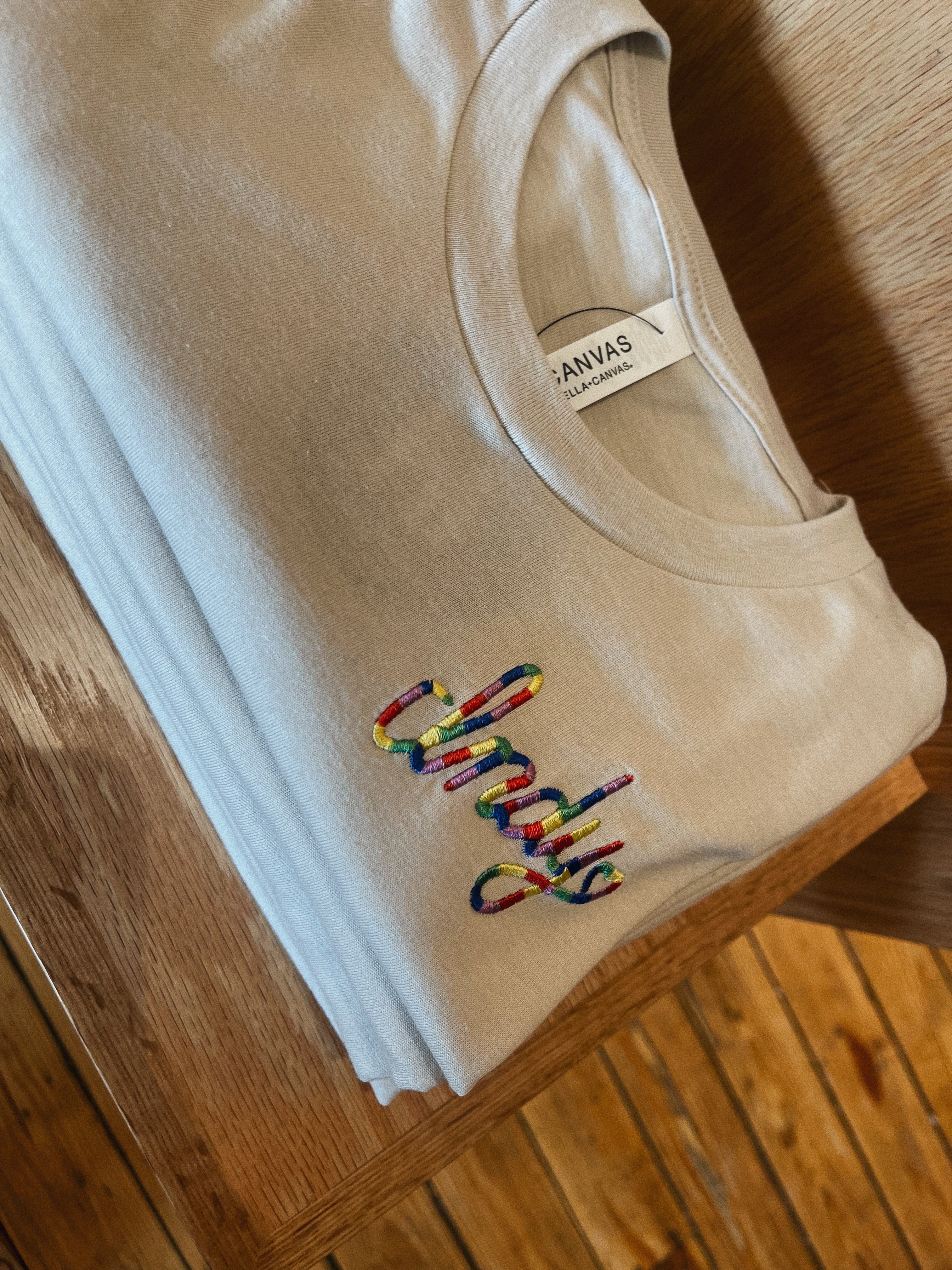 Indy Embroidered Tee- Khaki