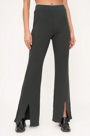 Dylan Front Slit Rib Pant- Midnight Forest