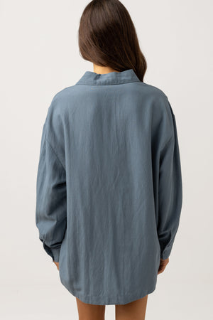 Dream Time Oversized Shirt- Dusted Teal